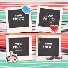 Vintage hipster retro style. Decorative vector template frame. These photo frame can be use for kids picture or memories. Scrapbook design concept. Insert your picture.