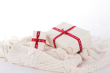 two gift boxes on the white background