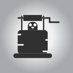 black and white Vector illustration in flat design Halloween icon well and ghost