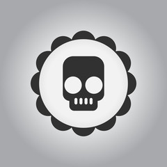 black and white Vector illustration in flat design Halloween icon coaster with skull