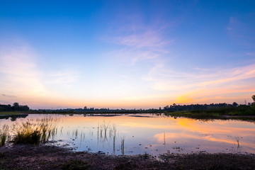 sunset on the lake landscape