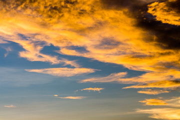 colorful dramatic sky with cloud at sunset