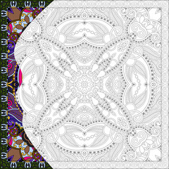 unique coloring book square page for adults - floral authentic c