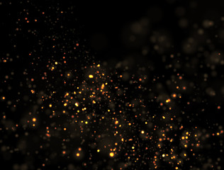 Abstract Gold Glitter Explosion on Black Background