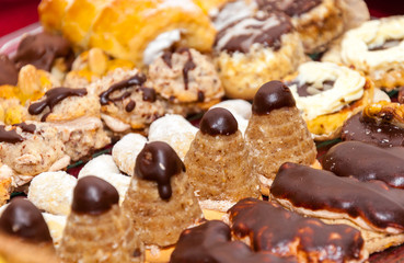 Czech traditional homemade sweets (Linzer, vanilla crescents, cupcakes and gingerbread) for festive occasions as a Christmas, birthday, easter, Valentine day