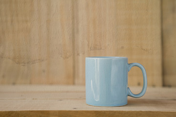 Blue coffee mug with vintage style texture