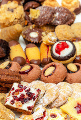 Czech traditional homemade sweets (Linzer, vanilla crescents, cupcakes and gingerbread) for festive occasions as a Christmas, birthday, easter, Valentine day