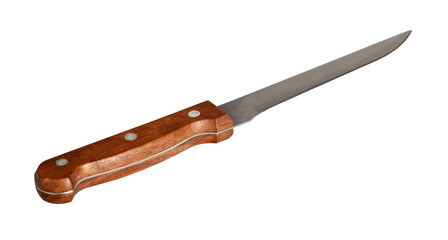 Kitchen knife with a wooden handle. Isolation on a white backgro