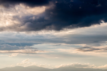 colorful dramatic sky with cloud at sunset