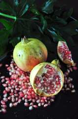 Pomegranate Seed Spread on Black Background