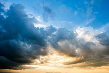 colorful dramatic sky with cloud at sunset
