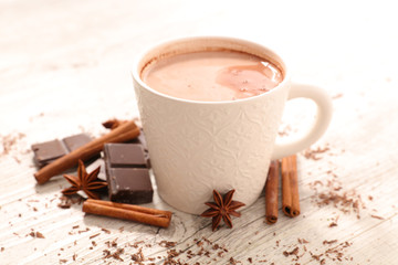 hot milk with chocolate and spice