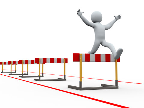 3d Man Hurdles Track Jumping