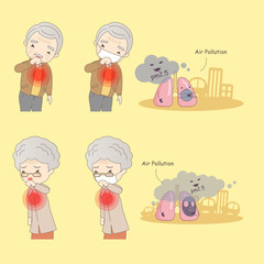 old people with air pollution