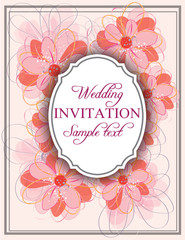 Wedding invitation card with abstract flower,elegant,modern,simple