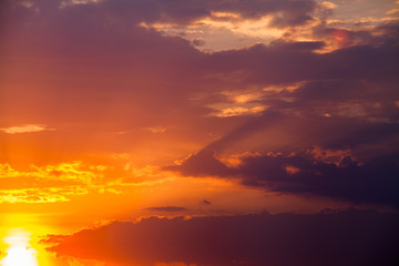colorful dramatic sky with cloud at sunset
