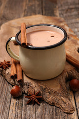 Obraz na płótnie Canvas milk and cocoa with spice