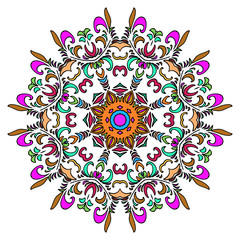 Fototapeta na wymiar Vector Illustration. Colorful Hand Drawn Mandala, Oriental Decorative Element, Vintage Style. Suitable for textile, fabric, packaging and web design.