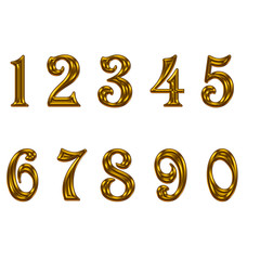 set of gold number on white background