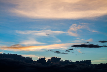 colorful dramatic sky with cloud at sunset