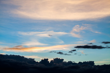 colorful dramatic sky with cloud at sunset