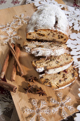 Christmas cake with cinnamon with decoration