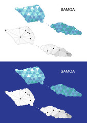 Fototapeta premium Samoa map in geometric polygonal style. Abstract gems triangle.
