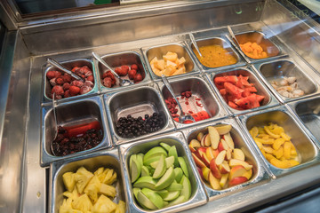 Various fresh fruit and vegetable salad bar healthy items