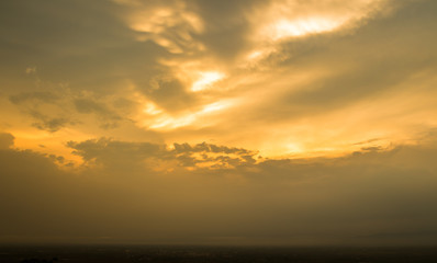 colorful dramatic sky with cloud at sunset