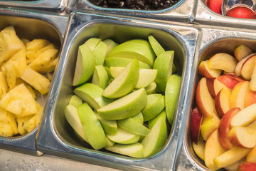 Various fresh fruit and vegetable salad bar healthy items