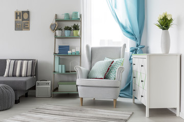 Room interior designed in bright tones