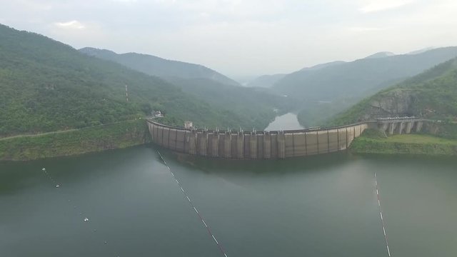 Bhumibol Dam After Rains Aerial Footage.