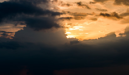 colorful dramatic sky with cloud at sunset