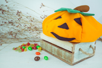 Halloween  decoration on wood background
