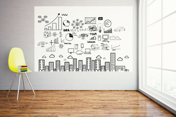Room with business drawing
