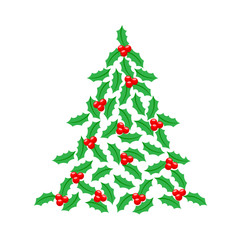 Christmas tree. Vector illustration isolated on white background.