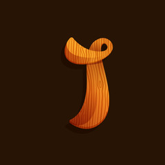 Letter I logo with wood texture.