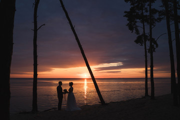 wedding couple in the sunset