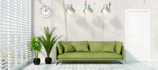 Modern bright interior . 3D rendering