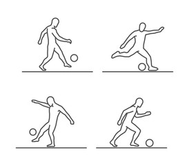Line silhouettes of soccer.