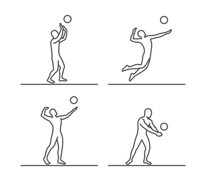 Line silhouettes of volleyball.