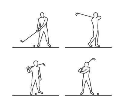 Line silhouettes of golf.