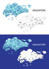 Singapore map in geometric polygonal style. Abstract gems triangle.