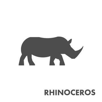 Black vector figure of rhino.