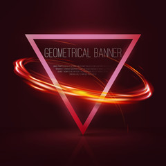 Geometrical banners with neon lights 