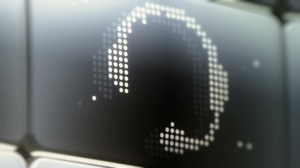 Webinar Digital Sign Animation: LED display shows webinar related icons morphing into one another including prompts to connect, join. A blank screen section is included to add custom titles or info.