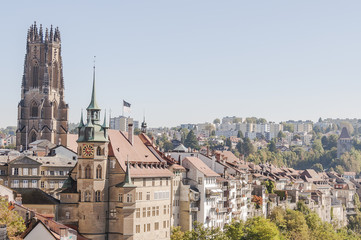 Freiburg, Stadt, Altstadt, Fribourg, Altstadthäuser, historische Häuser, Rathaus, Kathedrale, St. Niklaus, Herbst, Schweiz