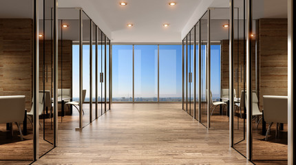  Office building in a new residential area. 3d rendering.