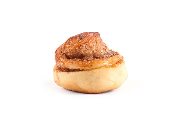 Cinnamon bun on white background