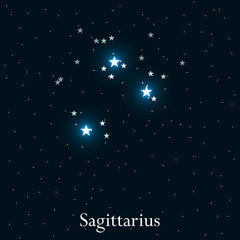 Sagittarius zodiac sign. Bright stars in the cosmos. Constellation Sagittarius. Vector illustration.